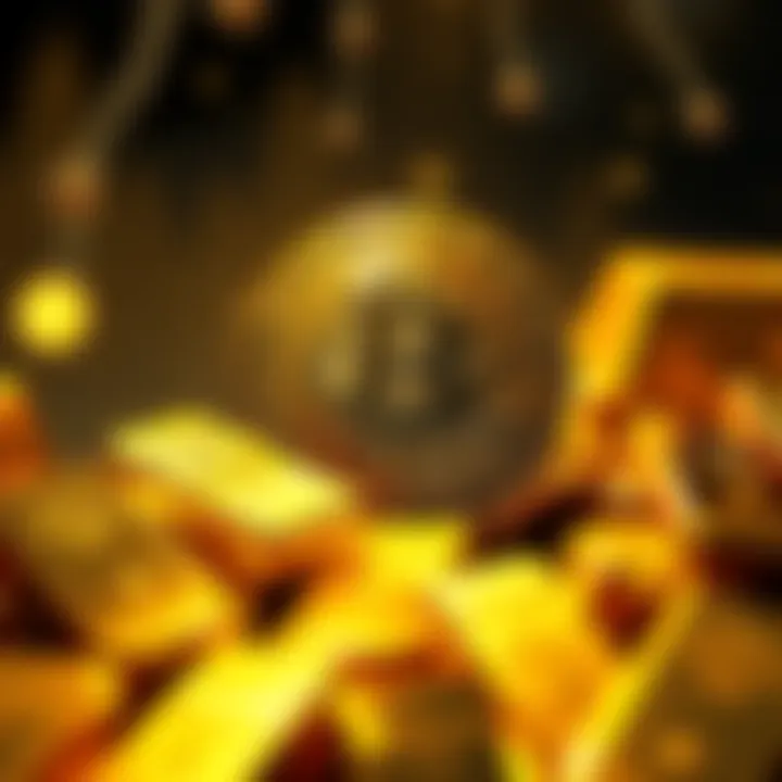 A graphic showing gold bars shifting towards a Bitcoin symbol, illustrating the potential financial shift from gold to Bitcoin.