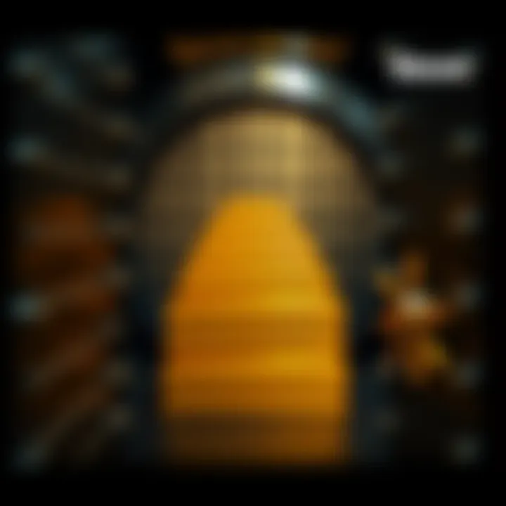 A collection of gold bars neatly stacked inside a vault, representing a strong store of value in finance.