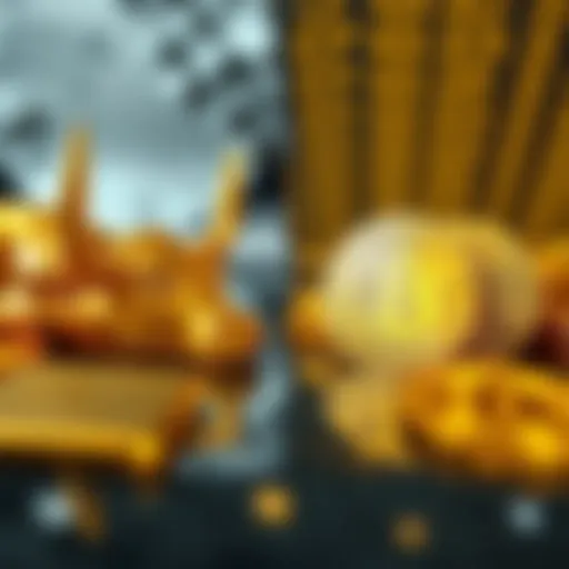 Gold bars and Bitcoin coins facing off in a split background, representing the investment debate