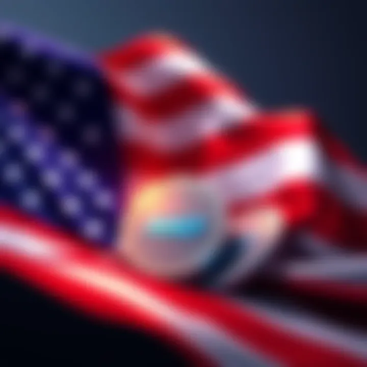 American Government Holding Amp Tokens Illustration of the American flag alongside Amp tokens, symbolizing the government's involvement in cryptocurrency.