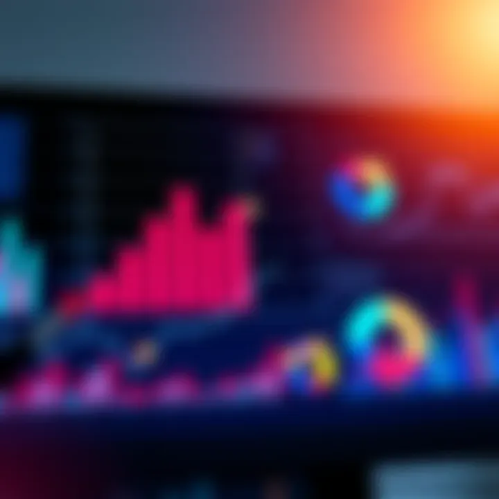 A variety of graphs such as bar charts, line graphs, and pie charts displayed on a screen to represent different data sets.