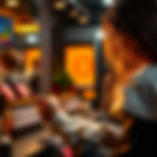 A hairdresser at a salon using a smartphone to accept Bitcoin payment from a customer