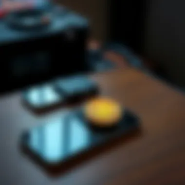 A hardware wallet device displaying Bitcoin symbol, placed on a table next to an old smartphone, showing the comparison in security options for cryptocurrency storage.
