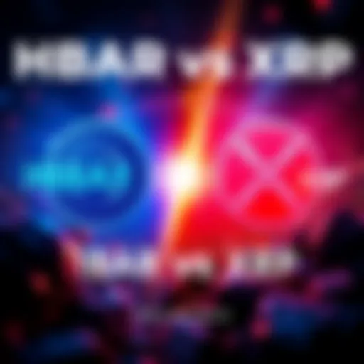 A graphic showcasing the differences between HBAR and XRP, featuring their logos and key attributes.