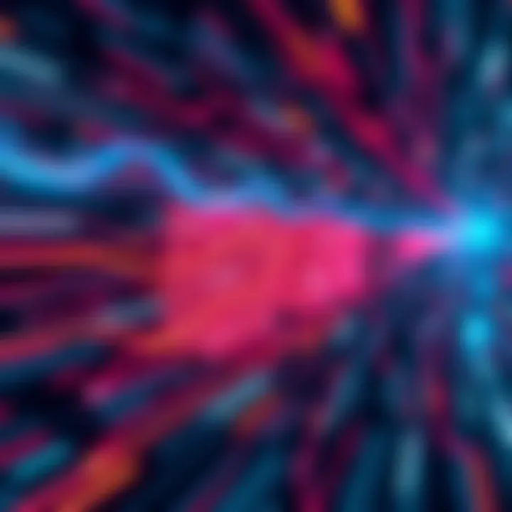 High-speed Blockchain Transactions A digital representation of blockchain technology achieving 3,400 transactions per second, showing fast-moving data blocks and interconnected nodes.