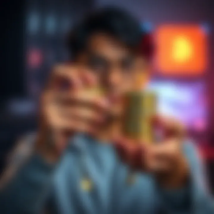 A person holding a stack of cryptocurrency tokens with a confident expression, symbolizing patience and determination in staking.