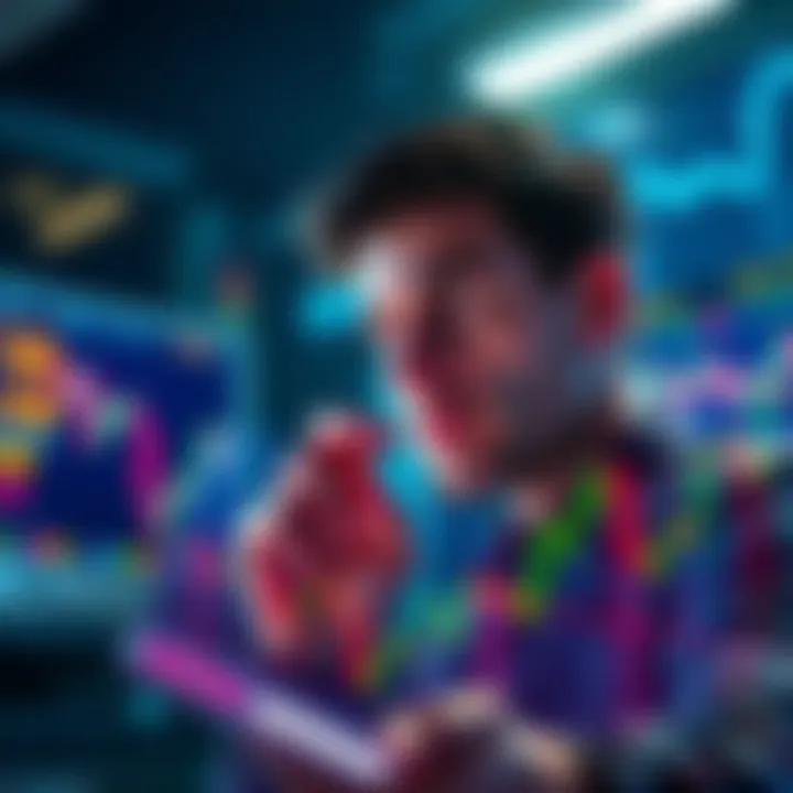 A person looking at financial graphs with a thoughtful expression, symbolizing patience in investment strategy.