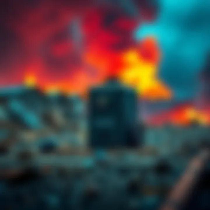 A Hotspot Beacon device placed in a disaster zone, providing internet connectivity and support to rescue teams and affected communities.