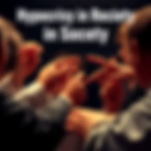 A group of people pointing fingers at each other, symbolizing hypocrisy and blame in social interactions.