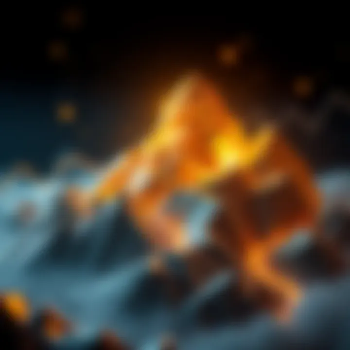 A golden mountain symbolizing the idea of limitless gold in finance, surrounded by currency symbols and graphs