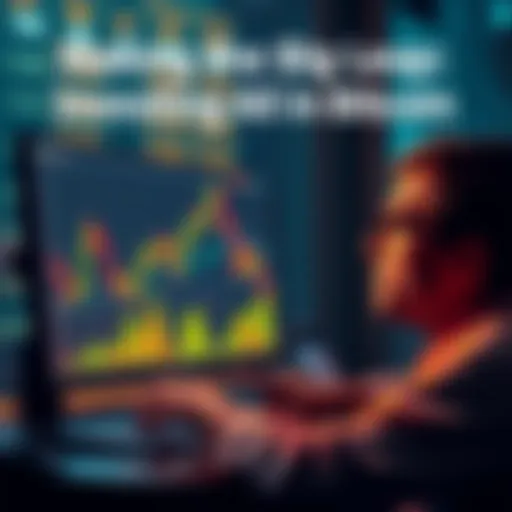 A person looking at a Bitcoin chart on their computer, showing a mix of anxiety and relief while tracking their investment.