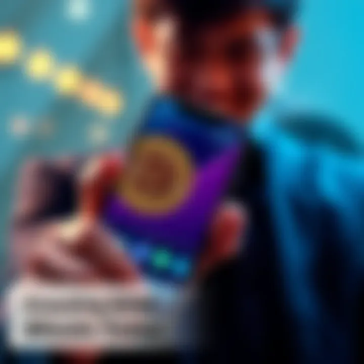 A person holding a smartphone displaying a Bitcoin graph with a confident smile, symbolizing investment growth.