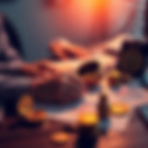 A person planning investment strategies with graphs and cryptocurrency symbols on a table.