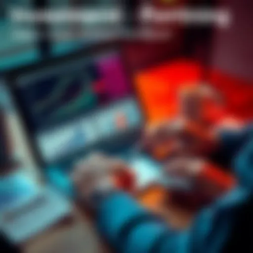 A person analyzing financial charts and graphs on a laptop, surrounded by notes and a coffee cup, representing investment strategies.