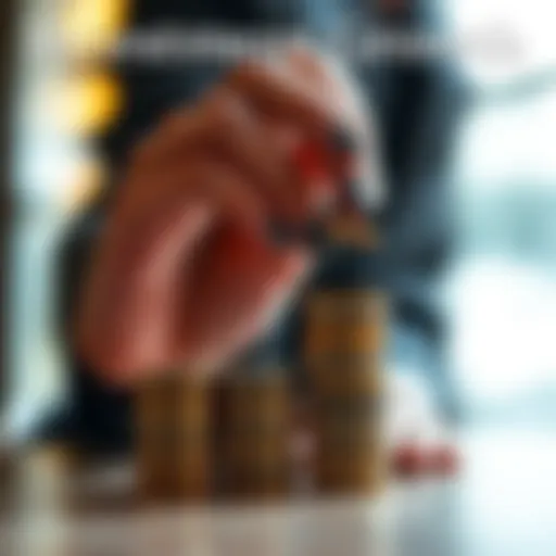 A person stacking coins to represent asset accumulation in a market cycle.