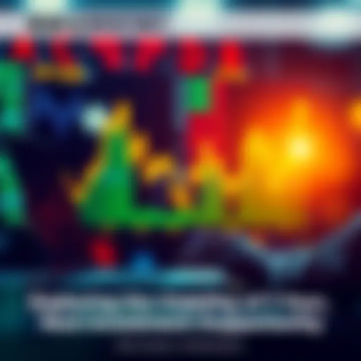 Investment Opportunity A stock market graph showing upward trends with a person analyzing data on a laptop