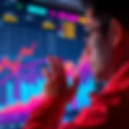 A person looking at a financial chart with rising trends, indicating potential investment gains with the $MON project.