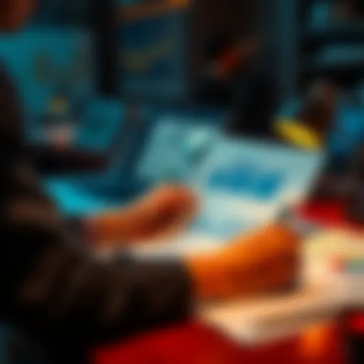 A person analyzing charts and financial statements on a desk, making notes to optimize their investment portfolio.