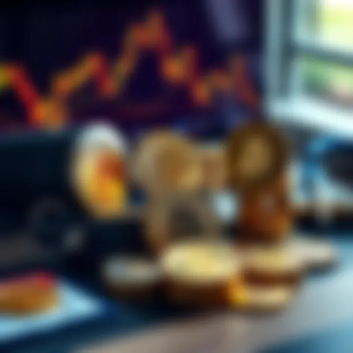 A diverse investment portfolio showing Bitcoin alongside stocks and gold coins on a table