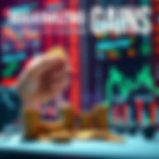 A person analyzing coins and financial data, considering investment options