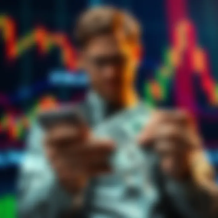 An investor holding cash with a stock market chart in the background, symbolizing profit-taking and market caution.