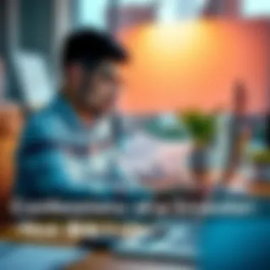 A person reviewing financial reports and strategies for investing at a desk with a laptop and charts.