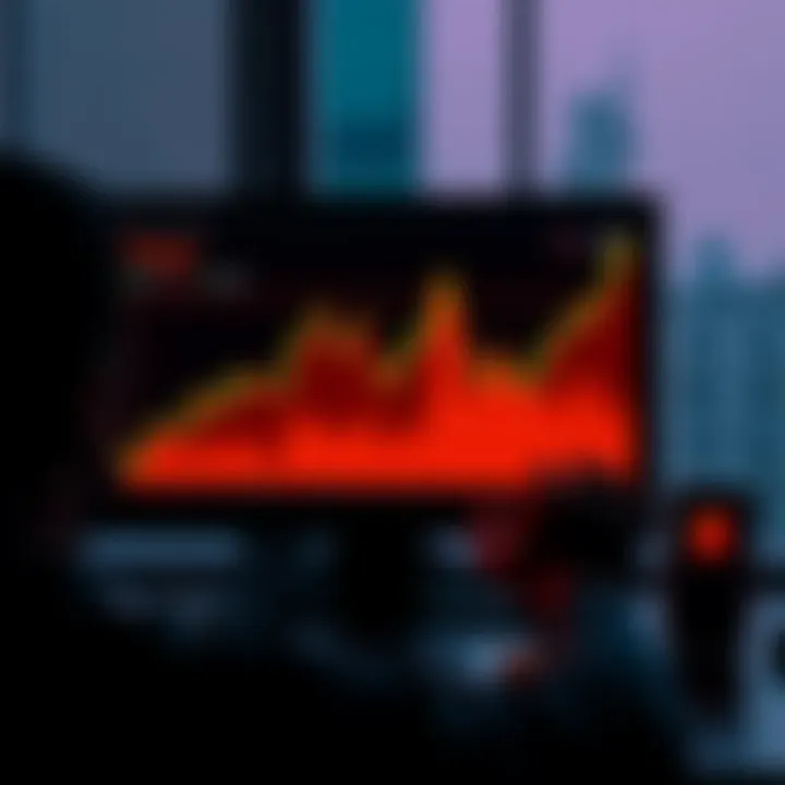 A person looking at a computer screen showing a falling Polygon chart while other cryptocurrencies like Bitcoin and Ethereum are rising in the background.