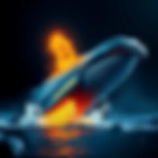 A visual representation of a whale symbolizing a major investor making a significant short position on Bitcoin, indicating market changes.