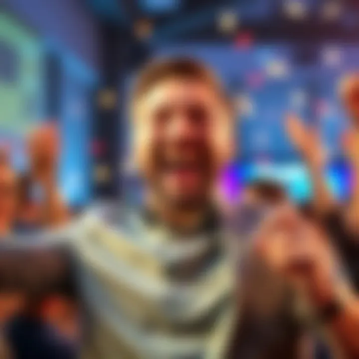 A happy investor celebrating a successful investment in XRP, showcasing the joy of significant financial gain.