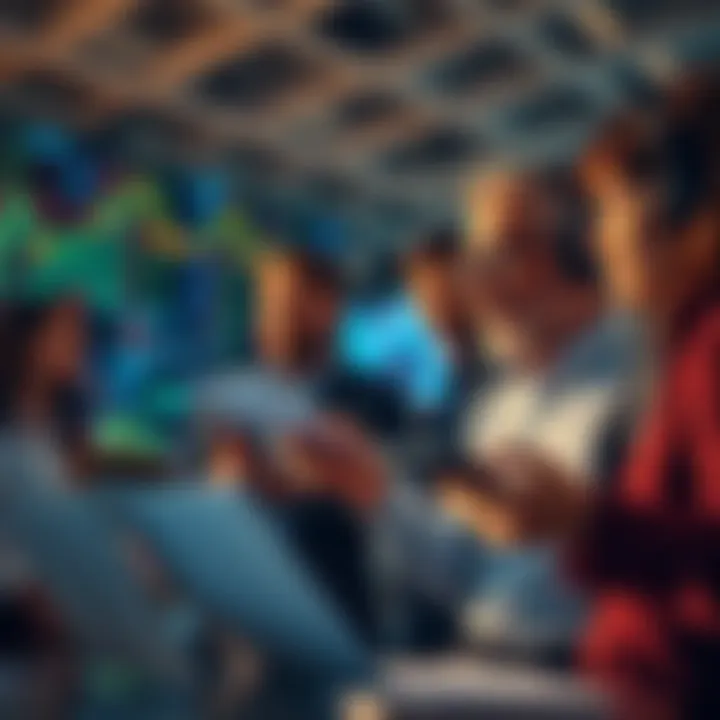 A group of investors studying market charts and figures, looking hopeful about potential new opportunities