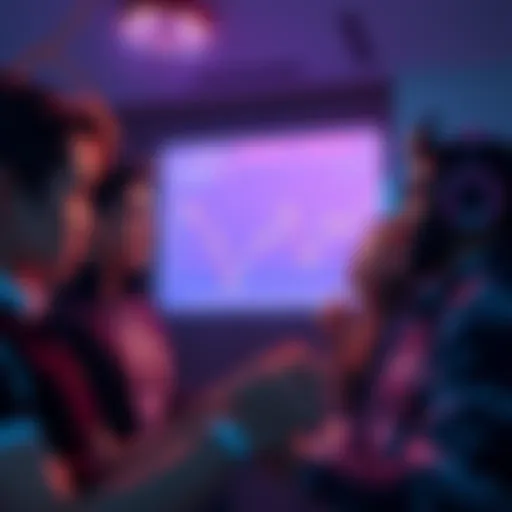A group of concerned investors looking at a chart showing a steep decline in token value, expressing frustration and worry over financial losses.