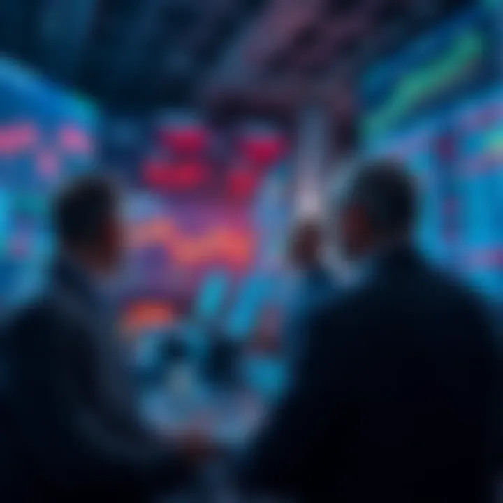 Group of investors analyzing market charts and data on screens, highlighting the impact of institutional money on transaction timelines.