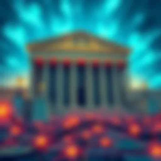 Illustration of the IRS urging the Supreme Court to release Coinbase transaction records, highlighting digital finance and privacy issues