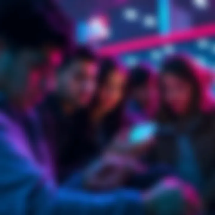 Group of people looking frustrated while using their phones, showcasing issues with loading apps
