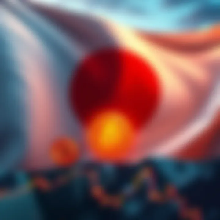 Japan Crypto Trading Ban An illustration showing Japan's flag with digital currency symbols, representing the new crypto insider trading ban.