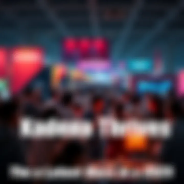 Kadena Community Event A bustling Kadena community event featuring people discussing innovations and developments in crypto, with banners and technology displays in the background.