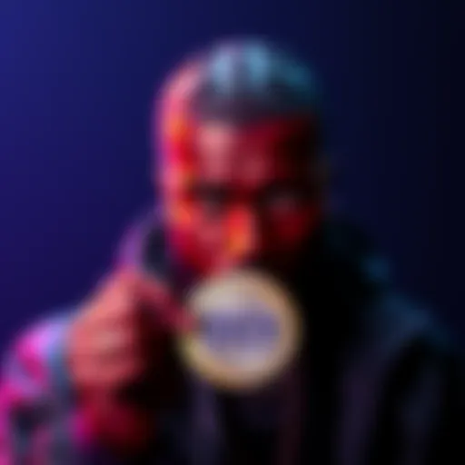 Kanye West holding a $YZY token with a worried expression, reflecting the controversy of the token's launch and trading gains.