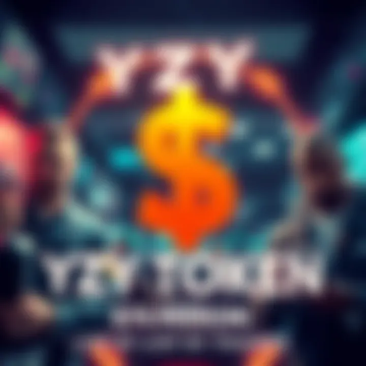 A graphic showing financial losses with a dollar symbol and traders looking concerned, representing the fallout from Kanye West's YZY Token.