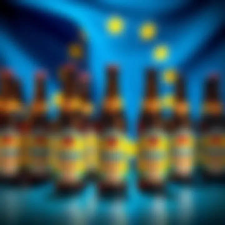 Bottles of Kendu Tripel Beer displayed with a backdrop of the EU flag, showcasing the community-led initiative.