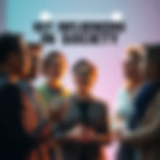 A group of diverse individuals representing different fields, engaged in discussion, showcasing their influence on society.