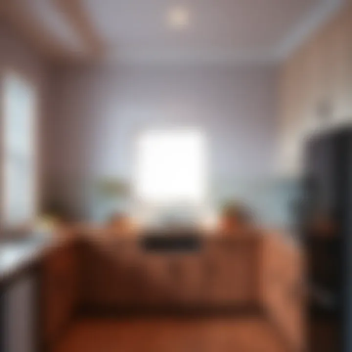 Kitchen wall with a missing section A kitchen with a gap in the wall, showing cabinets and an empty space where a portion of the wall used to be, symbolizing the concept of selling parts of a home.