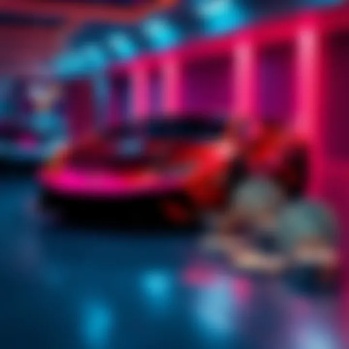 A sleek Lamborghini parked next to digital coins representing $WLFI cryptocurrency, showcasing the connection between luxury and decentralized finance.