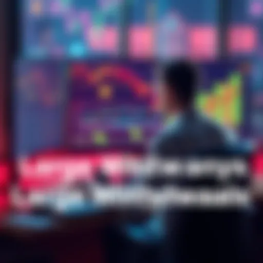 A person sitting at a computer, looking at crypto charts and preparing to withdraw a large amount from a cryptocurrency wallet, with cash symbols indicating profits.