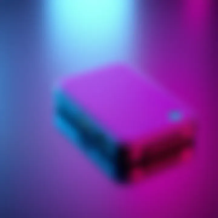 A close-up view of the Ledger Nano X Purple digital wallet device, showcasing its sleek design and color.