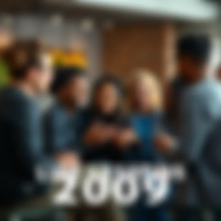 A group of diverse people sharing ideas and insights about life lessons from 2009 in a casual setting.