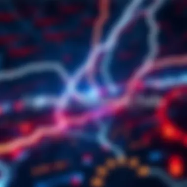 A visual representation of failed transactions on the Lightning Network with error messages and a digital currency symbol