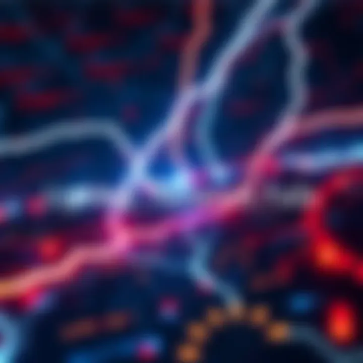 A visual representation of failed transactions on the Lightning Network with error messages and a digital currency symbol