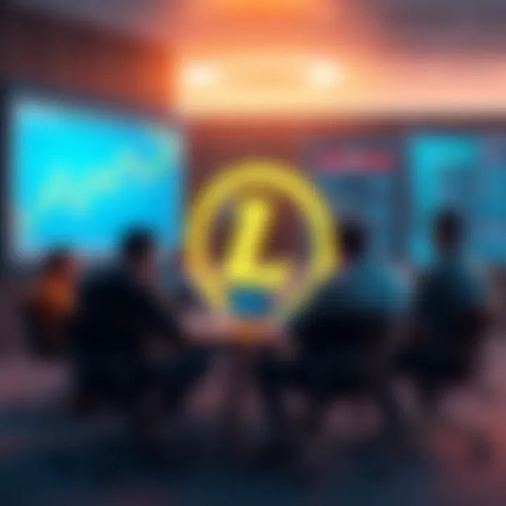 A group of people sharing trading ideas and strategies about Litecoin in an online forum setting