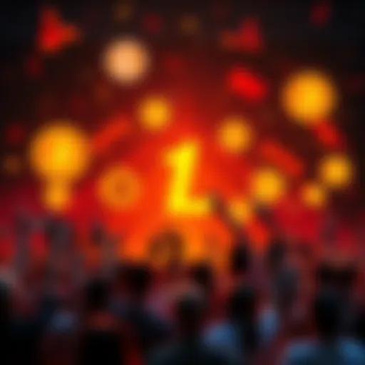 Group of Litecoin enthusiasts celebrating with Litecoin symbols and banners