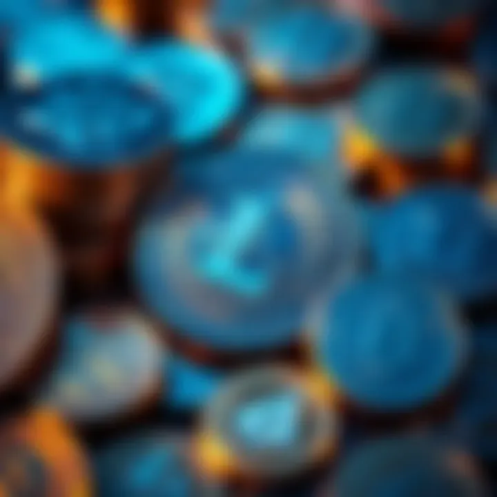 Litecoin symbol with coins A representation of Litecoin next to physical coins, showing its potential as a digital asset